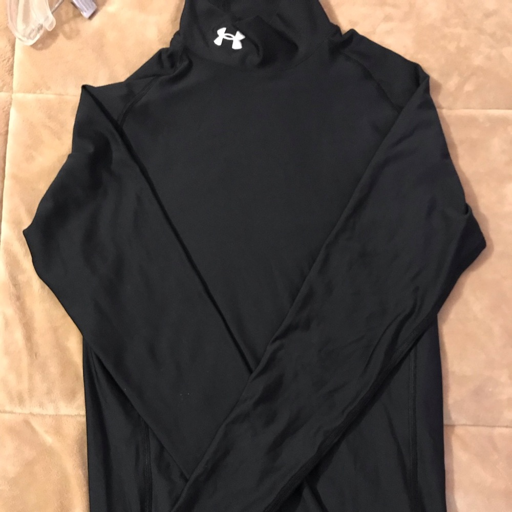 Black Under Armour cold gear mock compression.  Adult small.